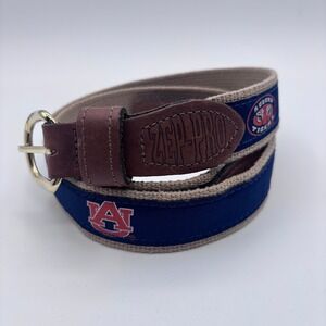 Zep-Pro Auburn Tigers Belt Men 42 Blue Tan Leather Canvas Collegiate Made In USA